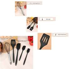 Set de 5 espátulas de silicona resistentes a altas temperaturas para hornear, rasqueta de crema para pasteles - Multicolor - Ver 8