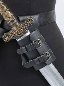1 Stück mittelalterlicher Wikinger-Stil Renaissance Ritter Schwerthalter, PU-Leder Scheide, Halloween Kostüm Requisite, LARP Party Zubehör, Fotorequisite, Bühnenauftritts-Accessoire - ZSJ - Übersicht 5