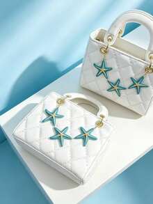 Dedoo 2025 New Arrival Fashionable Luxury Daisy Small Niche High-End Handbag, Diamond Embroidery Bag, Tote Shoulder Crossbody Bag, Suitable For Spring/Summer Travel, Campus, Daily Commute, Christmas Gift, Party, Wedding And Other Occasions - White - View 3