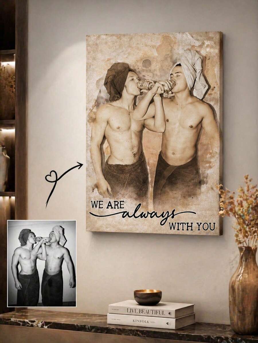 1幅可定制家庭照片帆布画框艺术品，个性化家庭帆布画，用途广泛，可重复使用，装饰性强，时尚可爱，现代感十足，色彩缤纷，来自印刷市场的定制独特礼物，适合作为周年纪念礼物送给他、她、男朋友、女朋友、妈妈、爸爸、家人、朋友、宠物。