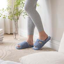 Adjustable Open - Toe Women's Slippers Cozy Fuzzy Memory Foam Indoor Outdoor Non - Slip Cute Ladies Sandals Gifts For Women Mom Bridesmaid White - 藍色 - 查看 1