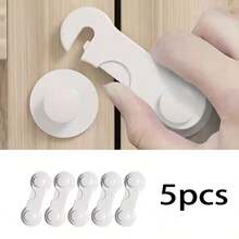 5pcs White Heavy Duty Plastic Safety Lock Set - Easy To Install With No Tools Adhesive Mounting, Strong Grip, Suitable For Refrigerator, Cabinet, Pantry Door And Kitchen Appliances | Safety Door And Cabinet Locks For Home And Kitchen Safety - Pet And Family Safety - Multicolor - View 12