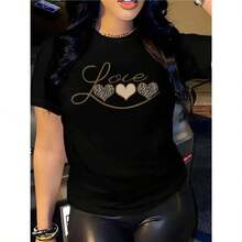 YOCASA Women's Casual Summer T-Shirt, Crew Neck, Fitted, Short Sleeve, With Oil Paint, Floral, Heart, Cherry, And Letter Prints. Simple, Casual Fabric, Sporty Style, Ideal For Everyday Wear And Dates. - [] - 查看 1