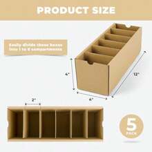 5 Pack Cardboard Parts Bins Boxes Kraft Cardboard Storage Bins With Dividers For Inventory Organization Parts Garage Warehouse Or Home Cubby - Brown - View 2