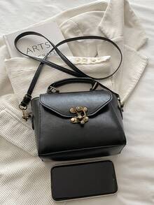 Retro Verschluss Mini-Handtasche - Schwarz - Übersicht 6