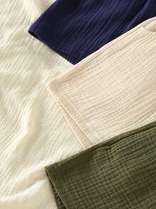 3pcs/Set Boys' Casual Solid Color Textured Loose Shorts, Suitable For Outdoor Wear, Summer, Ages 4-7 - Multicolor - View 4