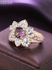 1 pièce Bague avec pierre de cubic zirconia cubique romantique, convient aux femmes, idéale pour le mariage, les fiançailles, les anniversaires, cadeau de la Saint-Valentin - 1# - Voir 3