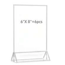 Khung ảnh acrylic màu bạc 5x7 inch, khung ảnh hai mặt màu bạc 5x7 inch dùng làm giá đỡ thực đơn, giá đỡ số bàn tiệc cưới, khung ảnh Giáng sinh kèm miếng dán có thể tháo rời - 3 gói - T-Bạc - Xem 16