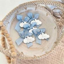 10/20 Stücke Silber & Gold Spiegel Acryl Wolken förmige Taufe/Hochzeit Gastgeschenk Anhänger mit Schleifen, personalisierte Namenskarten für Gäste - Verschiedenfarbig - Übersicht 3