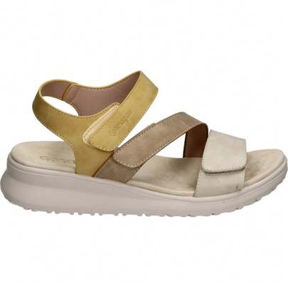 Amarpiés AMARPIES | Sandálias Anabela Femininas Amarpies – Sandália elegante em couro marrom com detalhes – Sandália de verão com fecho de velcro – Salto anabela baixo e confortável – Versátil e estilosa – Modelo ABZ30157