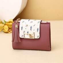 New Women's Short Wallet With A High-End Feel, Niche Leaf Card Holder, Student Coin Purse - Grey - View 4