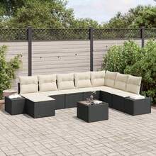 vidaXL Gartensofa-set mit Kissen 9 pcs Schwarz Poly-Rattan - A - Übersicht 1