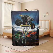3D Monster Jam Monster Truck Cartoon Blanket Flannel Soft Throw Blanket Bedroom Sofa Bed Warm Throw Blanket Picnic Blanket - Multicolor - View 8