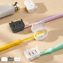 2/4pcs Portable Toothbrush Holder, Cute Cat Design, Toothbrush Protective Case For Travel And Business Trips, Portable Toothbrush Head Cover, Adorable Cartoon Design, Suitable For Home, Travel, Business Trips, Travel Essential Bedroom Holiday Accessories Stuff Cheap - Multicolor - View 10