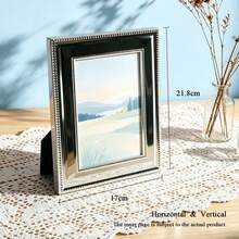 Beaded Electroplated Silver/Gold Metal Photo Frame, 4"X6"/5"X7", Luxury Desktop Display, Bedroom/Living Room Decor, Gift, Commemorative, Class, Couple, Elderly, Retirement, Honor Photos - 1PC - View 10