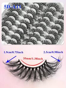 ENCHUW 20 Cặp Mi Giả 3D Mềm Mại & Bông Xù, Kiểu Volume Nga, Cong D, Mi Lông Chồn Ấn Tượng, Mi Mắt Mèo Nâng Mi, Mi Dải Dày Quyến Rũ & Cá Tính, Có Thể Tái Sử Dụng - màu đen - Xem 2