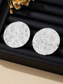 1 Pair Women's Fashion Earrings, Minimalist Elegant Geometric Circle Hammered Texture Earrings, Suitable For Daily Wear, Vacation And Gifting - Circular Hammering Pattern - View 7