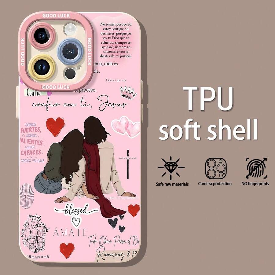 Jesus Woman Pink Red Religious Art. This Stylish Phone Case Is Compatible With Samsung, Apple, , , , Transsion, ,  And Honor. Made Of TPU Silicone, It Offers Shock And Drop Protection And A Superior Feel. It's An Ideal Gift For Family, Friends, And Loved Ones, And A Perfect Choice For Valentines Day And Year's Gift. - White - View 1