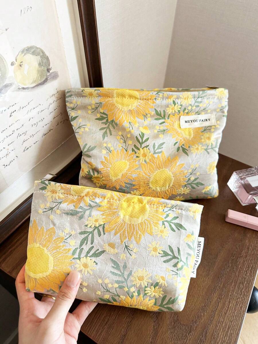 MEYOU FAIRY AGG 女款清新風格化妝包，內層收納袋，便攜式旅行盥洗包，手提包，多功能護膚品收納袋，衛生棉收納袋，送給媽媽/女友的禮物，學生鉛筆盒