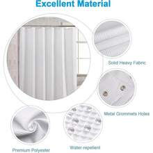 Shower Curtain For Bathroom 72x72 Inch, 3D Embossed Textured Waffle Fabric Shower Curtains, Soft Hotel Farmhouse Style, Water Repellent, Machine Washable, White, 72" W X 72" L - White - 查看 3