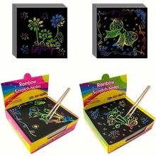 Bộ 200/100 cuốn sổ vẽ tranh cào cầu vồng - Hé lộ những họa tiết ẩn sống động, những tấm thiệp vẽ thủ công sáng tạo, món quà tuyệt vời cho sinh nhật, lễ Phục sinh, Halloween, Giáng sinh và các dịp lễ khác. - Nhiều màu - Xem 8