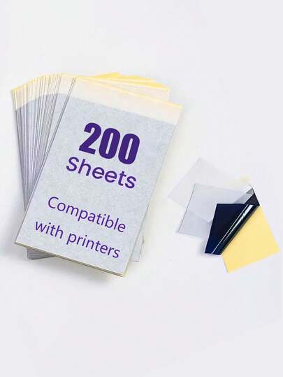 200 Sheets Tattoo Transfer Paper, Compatible With Printers, A4 Size Thermal Stencil Paper For Tattooing Tattoo Supplies