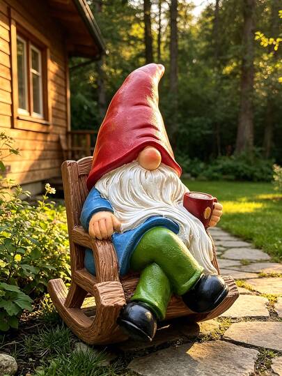Drinking Coffee Faceless Garden Gnome Statue Decoration Figurine Ornament For Indoor Outdoor Home Patio Yard Lawn, Garden Fence, Garden Ornaments Outdoor, Garden Ornaments, Garden Ornament, Garden, Garden Stuff, Garden, Wedding, Spring Garden Ornament, Garden Furniture.