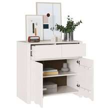 vidaXL Sideboard Drammen Weiß 79 x 43 x 75,5 cm Massivholz Kiefer - Weiss - Übersicht 3