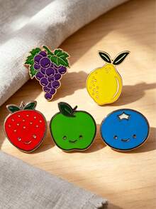 1/5pcs Cartoon Fruit Brooch, Exquisite Alloy Material Anti-Slip Clothing/Bag Decor, Versatile Fresh Small Accessory Gift For Friends - Multicolor - View 9