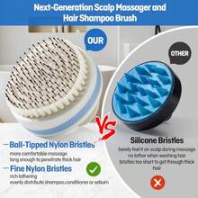 Scalp Massager With Double-Layer BristlesAnti-Slip Rich-Lathering Hair Washing Shampoo Brush Curved Scalp Scrubber With Better Head Fit For Dandruff Removal WetandDry Use Scalp Stimulator. - As Pic - View 4