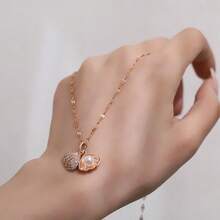 1 chiếc mặt dây chuyền hình vỏ sò và ngọc trai có thể mở được, mạ vàng đính đá Cubic Zirconia, kiểu dáng đại dương, phụ kiện dành cho nữ đeo hàng ngày và dự tiệc. - vòng cổ vỏ sò và ngọc trai - Xem 7