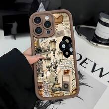 Collage romántico vintage sepia con temática de Hamletfunda de teléfono Fundas compatibles con ,Apple,VIVO,OPPO,,, y Honor.Fabricadas en silicona TPU,ofrecen protección contra golpes y caídas. - Marrón - Ver 3