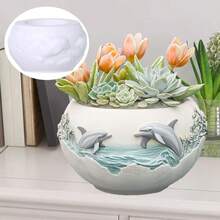 SUPWANPENG 海豚浮雕圆形多肉植物花盆树脂硅胶模具 DIY 笔筒收纳盒蜡烛杯石膏粘土混凝土滴胶模具工艺品家具装饰节日礼物 - A - 查看 5