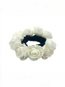 Romantic Rose Hair Scrunchie | High Elastic Fabric Hair Tie, Minimalist Elegant Bun Accessory - Multicolor - View 8