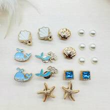 1 phụ kiện giày dép kiểu đại dương, hình vỏ sò và sao biển trang trí. - Nhiều màu - Xem 8