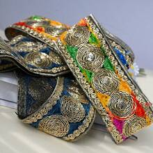 2 Sizes Exotic Colorful Embroidered Trim, Costume Collar & Cuff DIY Decorative Accessory - Red - View 5