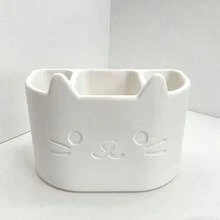 One Cat-Shaped Three-Hole Self-Draining Toothbrush, Toothpaste, And Face Wash Holder; Multi-Functional Toothbrush And Toothpaste Storage Rack; Toiletries And Toothpaste Storage Shelf; Bathroom Desktop Ornament. - Multicolor - View 10