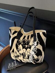1 chiếc túi đeo vai kiểu chuột Mickey của Disney, túi vải canvas hoạt hình, túi đựng đồ đi học và đi làm. - Hình chữ nhật - Xem 5