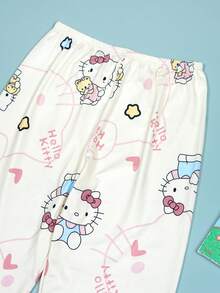 Quần lót mặc nhà mùa xuân/hè thu Sanrio bằng lụa sữa, quần mặc nhà nữ in hình Hello Kitty, quần ngủ mặc nhà thời trang in hình hoạt hình KT dễ thương. - Màu be - Xem 2