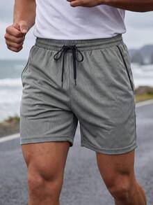 KEFITEVD Men's Sports & Fitness Shorts, High-Quality Mesh Fabric, 4-Way Stretch, Lightweight & Breathable, Super Soft, Deep Side Pockets, Adjustable Drawstring, Suitable For Gym Workouts & Fitness Activities - Grey - View 2