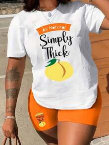 Simply Thick Short Sleeve T-Shirt - White T-Shirt With Orange Flag And Peach Graphic, Casual Summer Style For Everyday Wear, Casual Short Sleeve Crew Neck Print T-Shirt For Women, Gift For Mother's Day Or Easter, 100% Cotton. - 白色 - 查看 1