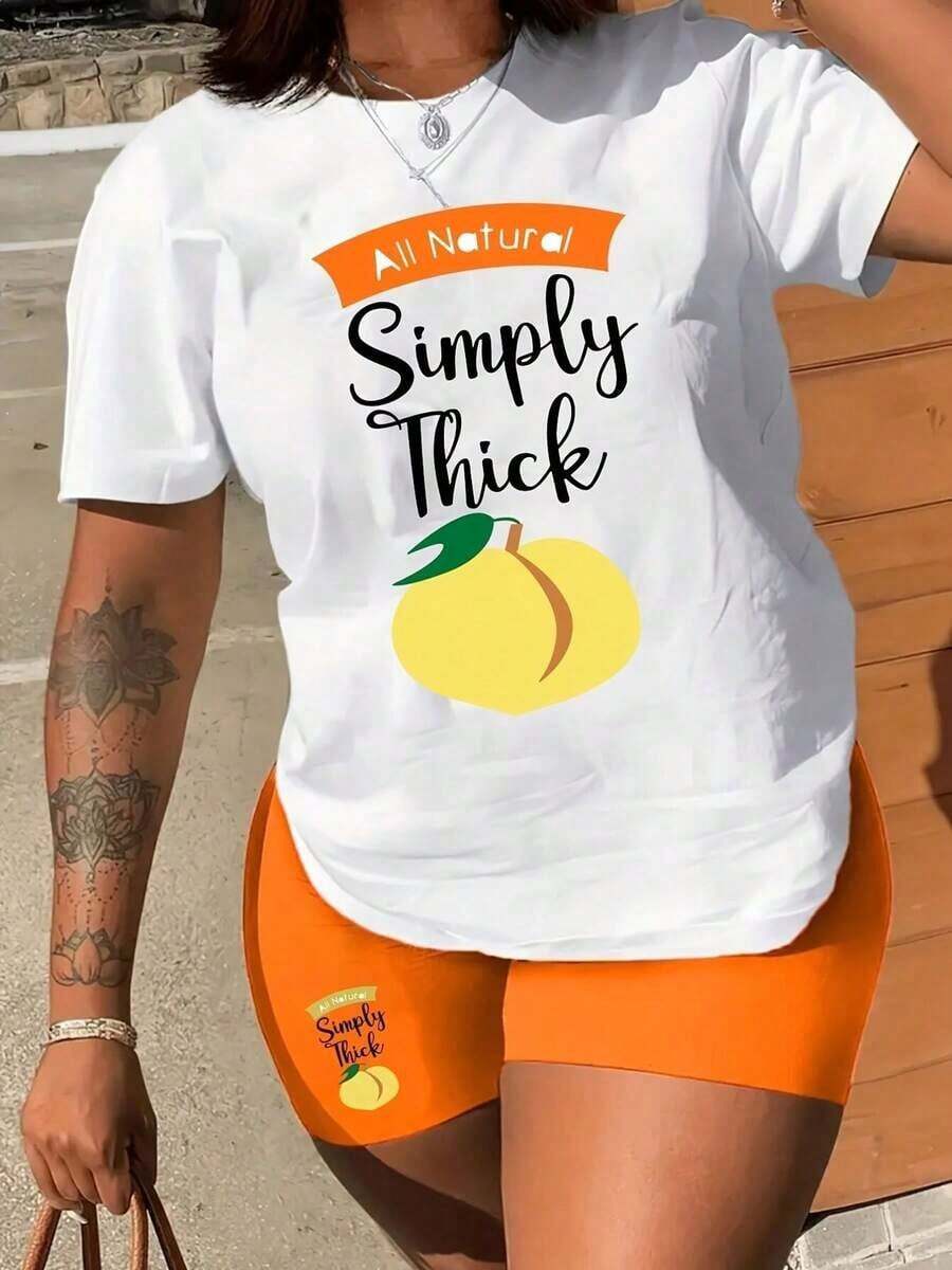 Simply Thick Short Sleeve T-Shirt - White T-Shirt With Orange Flag And Peach Graphic, Casual Summer Style For Everyday Wear, Casual Short Sleeve Crew Neck Print T-Shirt For Women, Gift For Mother's Day Or Easter, 100% Cotton. - 白色 - 查看 1