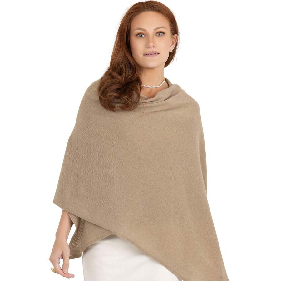 Velanio Cashmere 100 Cashmere Knitted Wrap Pashmina Shawl Extra Large Scarf  For Women Travel - Camel - View 1