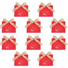 Elegant Thank You Gift Boxes 10Pcs Matte Paper Boxes With Satin Ribbon Bow Gold Foil Print Packaging Versatile Containers For All Special Occasions - Wave Cover - View 12