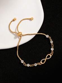 1pc 8-Shaped Pendant Bracelet, Rhinestone Inlaid 8 Pendant Bracelet, Mother's Day/Holiday Gift (Excluding Gift Box) - Style 2 - View 3