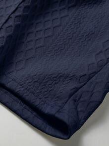 Men's Cool Daily Commute Home Casual Polyester Fabric Solid Color Versatile Sports Breathable Diamond Pattern Set - Navy Blue - View 7