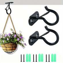 Multi-Purpose Screw-Fixed Hanging Hook, Suitable For Indoor & Outdoor Use, Applicable For Plants, Wind Chimes, Party Decorations, Ceiling Hooks, Christmas Holiday Decor, Load-Bearing - Fixed Hook - View 2
