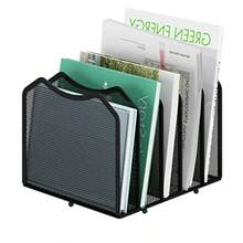 Simple Trending Organizador de archivos de computadora de malla estantería de 5 secciones para computadora oficina en casa color negro - negro - Ver 3