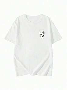 Camiseta de manga corta estilo japonés para mujer, corte holgado, cuello redondo, informal, versátil, con estampado de letras y patinetas, primavera/verano - Blanco - Ver 6