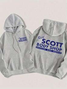Moda Masculina Explosiva Mangas CortasWinter Clothes For WomenWomen Oversized Casual Keith Scott Grey Hooded Sweatshirt With Letter Print, Suitable For Party And Gathering Graduation,Back To School,Graduation,Teacher,Back To School Pullover FallLoose And Comfortablechristmas Outfit Women Thanksgiving - 灰色 - 查看 9